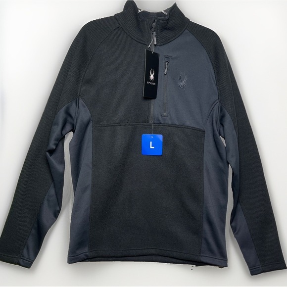 Spyder Other - Spyder NWT Mens Large Half Zip Gait Waffle Knit Pullover Sweater Jacket Black
